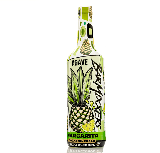 Barmixxers Agave Margarita Batching Mix & Frozen Margarita Concentrate - Handcrafted with Organic Agave Nectar, Lime Juice, Orange Peel, & Sea Salt -750 ML