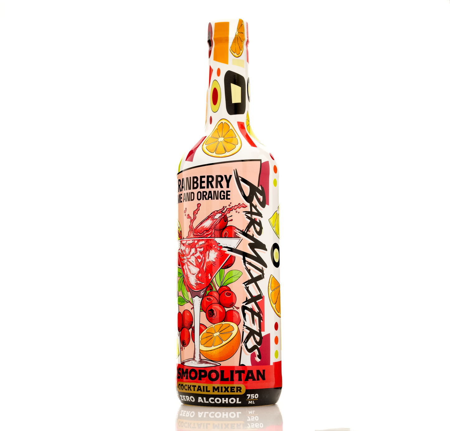 Barmixxers Cosmopolitan Mix, Made With Real Lime Juice, Cranberry Juice, Burnt Orange with Natural Flavors, Cosmo Cocktail Mixer, Bartender Mixer, Drinking Gifts, Home Cocktail bar, 750 ML