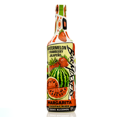 Barmixxers Premium Spicy Watermelon Strawberry Jalapeño Margarita Mix, Fresh - Pressed Watermelon & Strawberry, Agave, Natural Ingredients, Lots of Flavor, Ready to Use, 750 ML